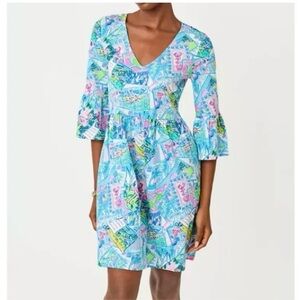 Lilly Pulitzer Janie V-Neck dress in Wish You were Here